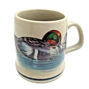 Teal Duck Coffee Cup Stoneware Beer Mug Lodge Cabin Cottagecore Wildlife